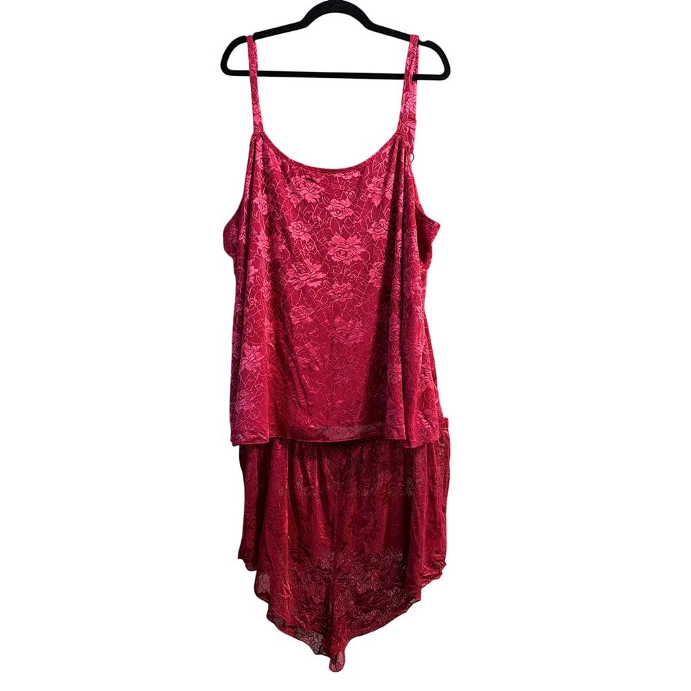 BLOOMCHIC Women's Plus Size Red Lace Lounge Pajama Set Size 26 4X